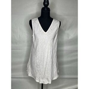 Match Point Women's White Linen Shirt Tank V Neck New With Tags